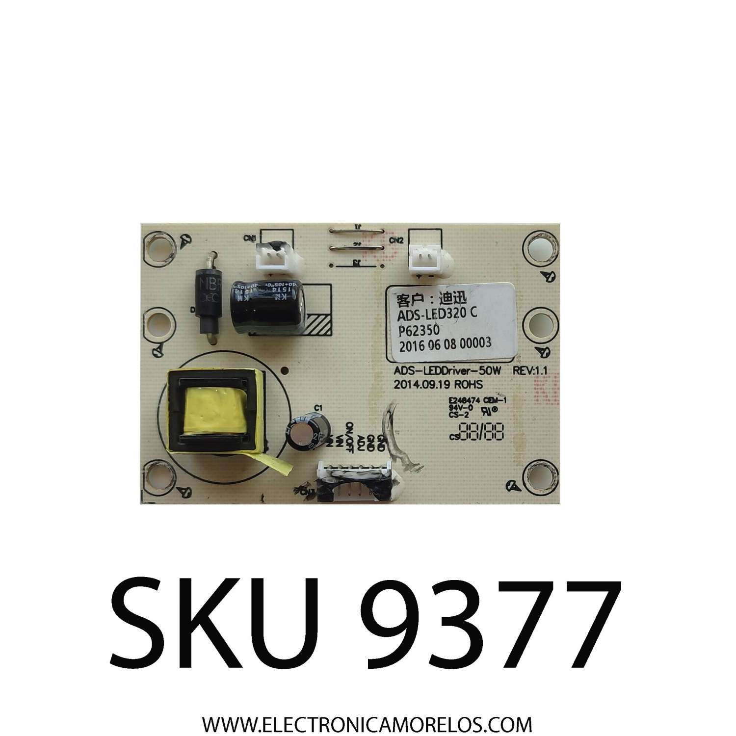 LED DRIVER PARA TV JENSEN / NUMERO DE PARTE ADS-LED320 C / ADS-LEDDRIVER-50W REV:1.1 / PANEL ST3151A04-8 / MODELO JTV3217DC	
